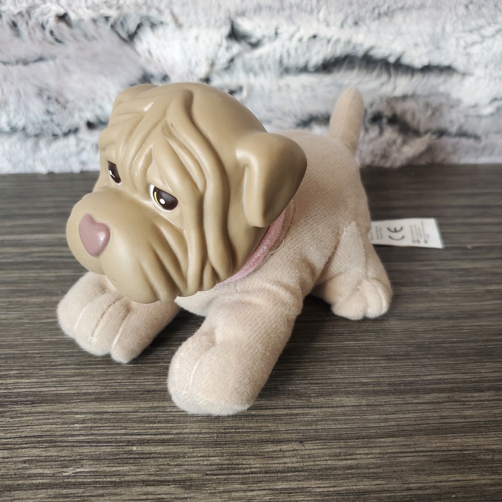 Mini 2008 Blue Box Go Bye Bye 5" Plush & Vinyl Tan‎ SHARPEI Puppy Dog Tiny Pet
